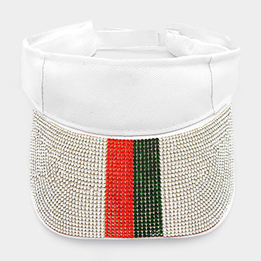 HATEGORY Color Block Rhinestone Embellished Visor Hat