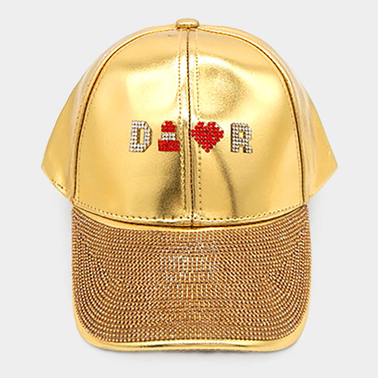 HATEGORY Lipstick Heart Accented Bling Baseball Cap