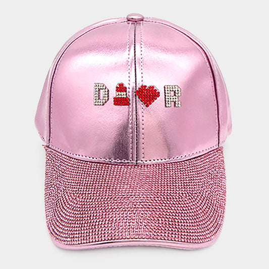 HATEGORY Lipstick Heart Accented Bling Baseball Cap