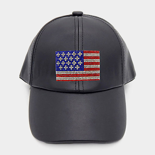 HATEGORY Bling American USA Flag Baseball Cap