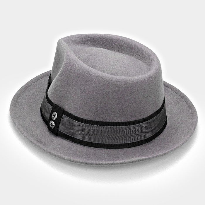 HATEGORY Button & Ribbon Wool Fedora