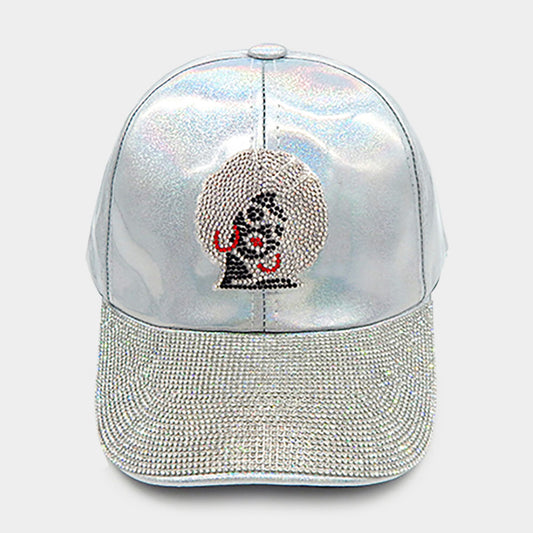 HATEGORY Bling Afro Girl Accented Baseball Cap
