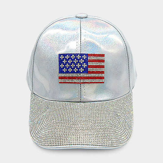 HATEGORY Bling American USA Flag Accented Baseball Cap