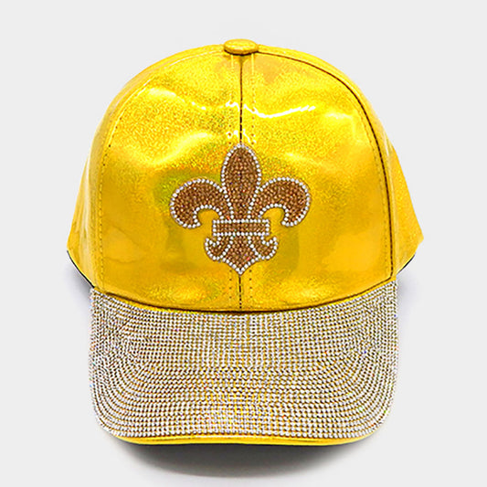 HATEGORY Bling Fleur de Lis Accented Baseball Cap