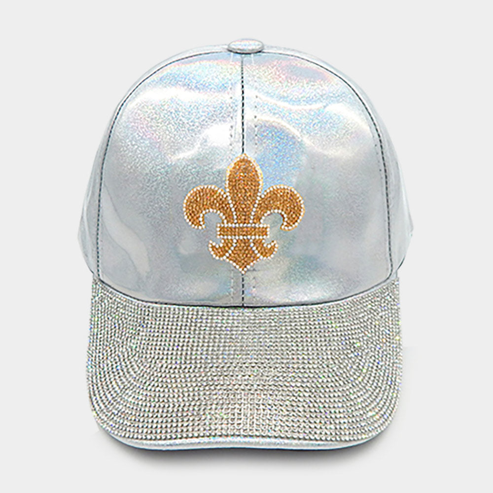HATEGORY Bling Fleur de Lis Accented Baseball Cap