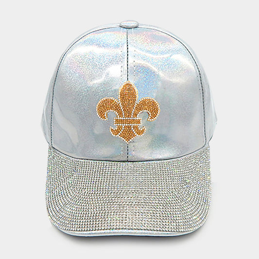 HATEGORY Bling Fleur de Lis Accented Baseball Cap