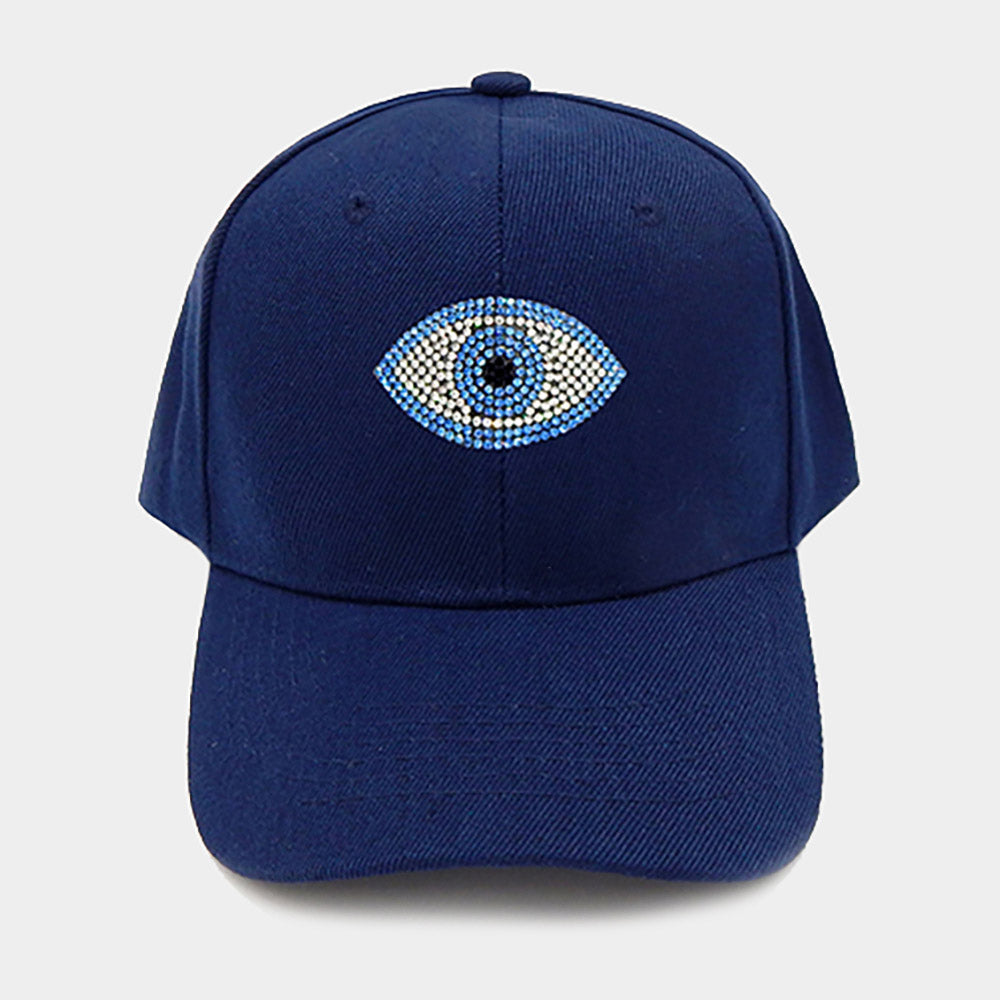 HATEGORY Bling Studded Evil Eye Pointed Baseball Cap