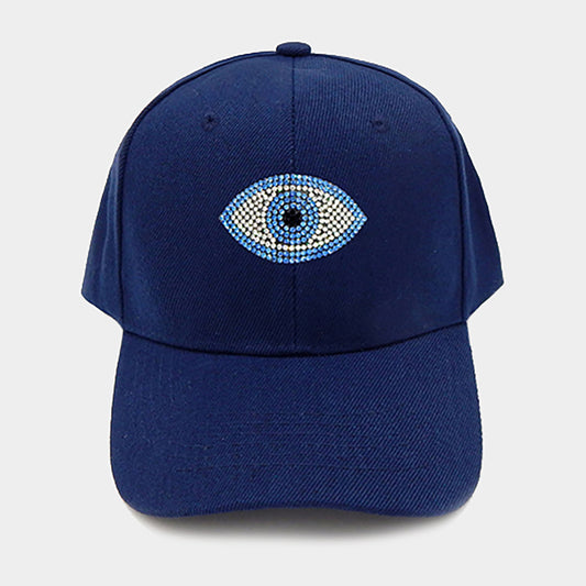 HATEGORY Bling Studded Evil Eye Pointed Baseball Cap