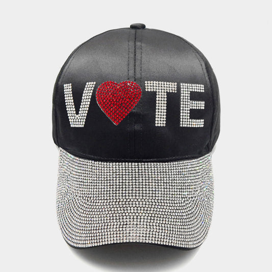 HATEGORY Vote Message Rhinestone Embellished Baseball Cap