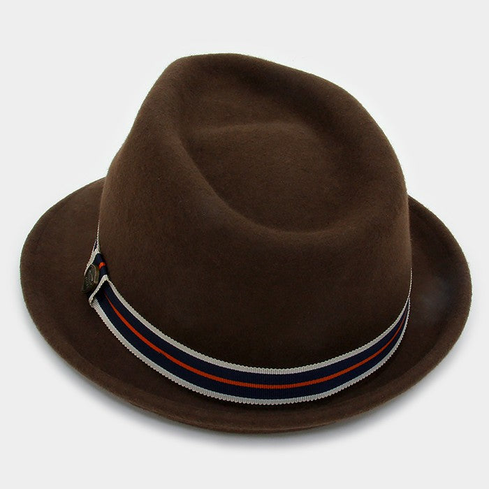 HATEGORY Striped Ribbon Wool Fedora