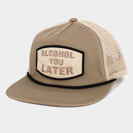 HATEGORY ALCOHOL YOU LATER Message Patch Mesh Back Trucker Hat
