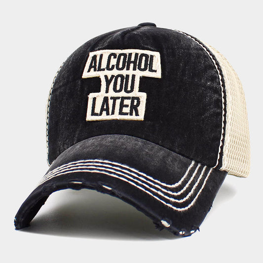 HATEGORY Mesh Back ALCOHOL YOU LATER Message Patch Vintage Baseball Cap