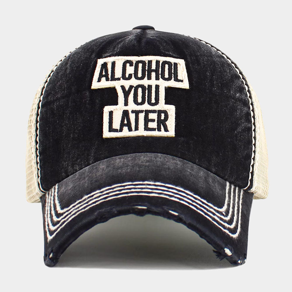 HATEGORY Mesh Back ALCOHOL YOU LATER Message Patch Vintage Baseball Cap