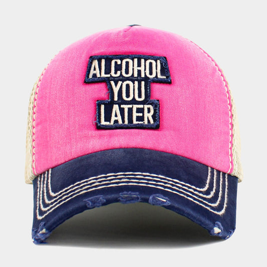 HATEGORY Mesh Back ALCOHOL YOU LATER Message Patch Vintage Baseball Cap