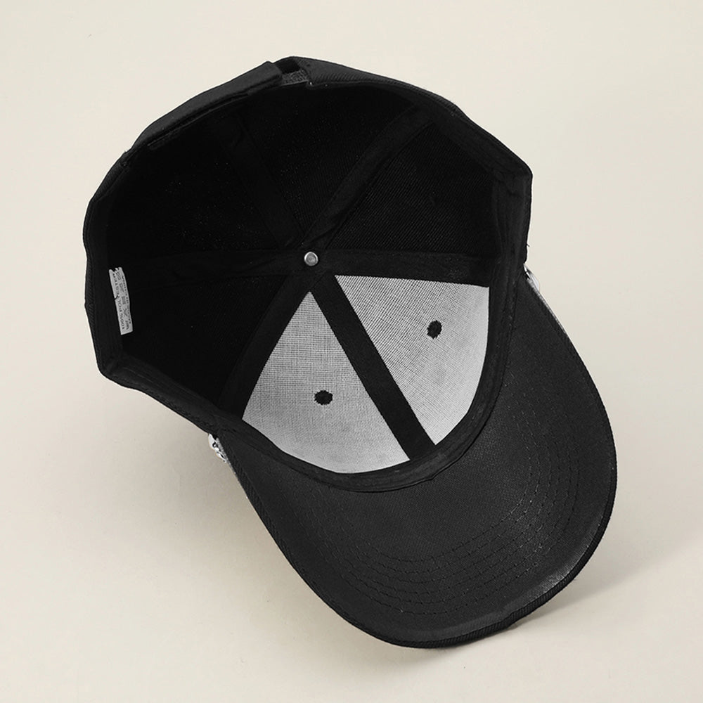 HATEGORY Bling Studded Chain Detail Brim Baseball Cap