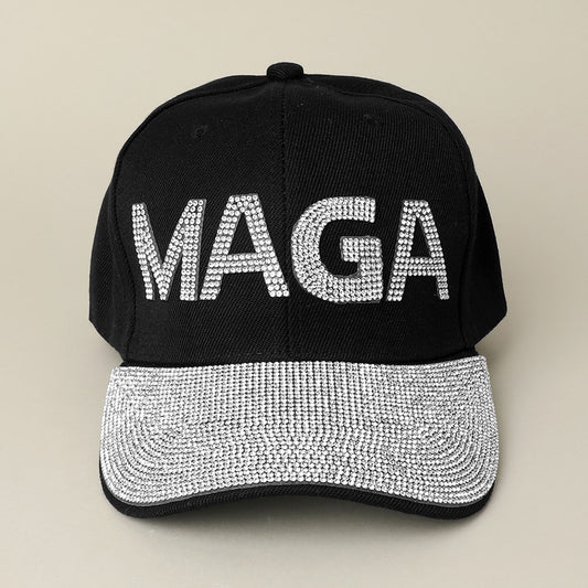 HATEGORY Bling Studded MAGA Message Accented Baseball Cap
