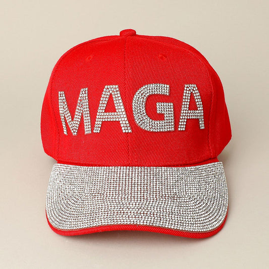 HATEGORY Bling Studded MAGA Message Accented Baseball Cap