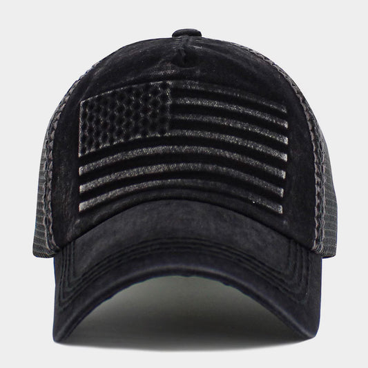 HATEGORY American USA Flag Patch Pointed Mesh Back Trucker Hat