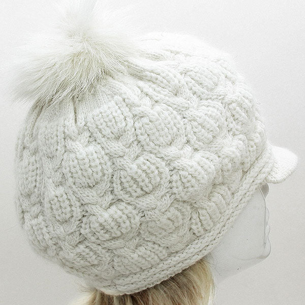 HATEGORY Rabbit Hair Pom Visor Hat