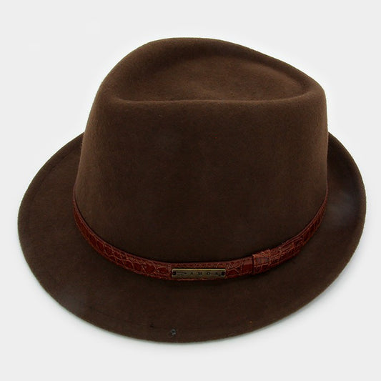 HATEGORY Leather Band Wool Fedora