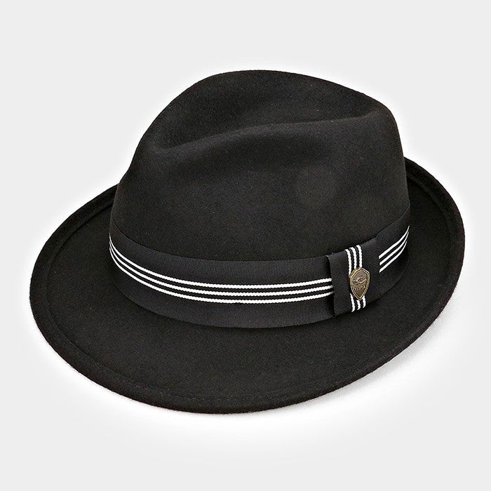HATEGORY Striped Ribbon Wool Fedora