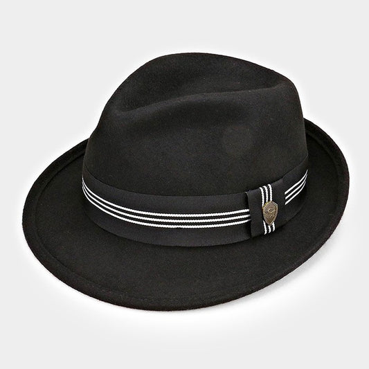 HATEGORY Striped Ribbon Wool Fedora
