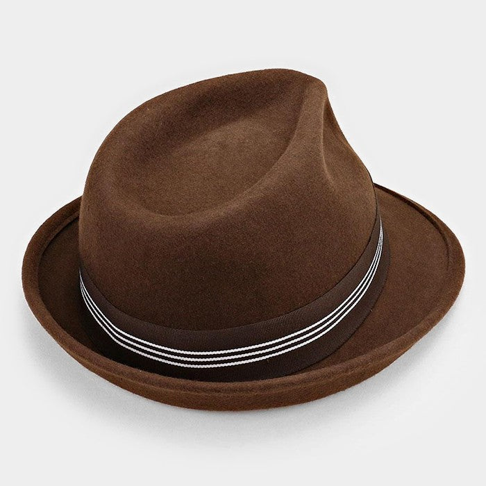 HATEGORY Striped Ribbon Wool Fedora