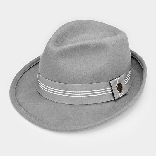 HATEGORY Striped Ribbon Wool Fedora