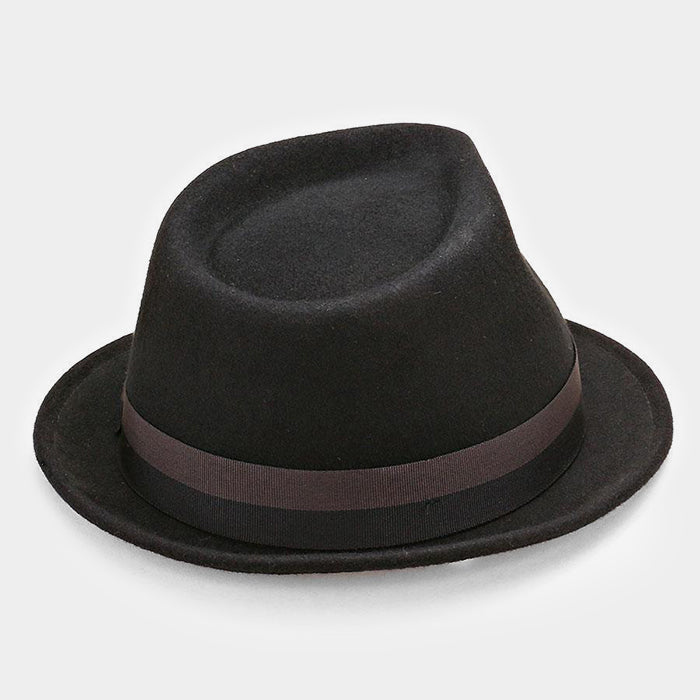 HATEGORY Striped Ribbon Wool Fedora