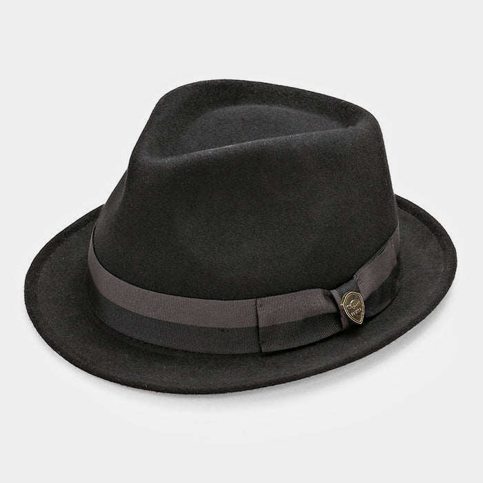 HATEGORY Striped Ribbon Wool Fedora