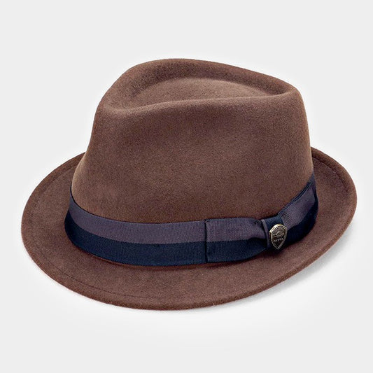 HATEGORY Striped Ribbon Wool Fedora