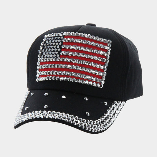 HATEGORY American USA Flag Studded Baseball Cap