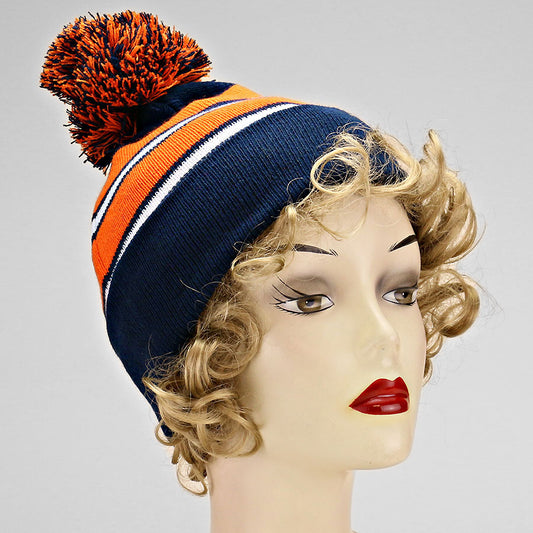 HATEGORY Striped pom pom beanie hat