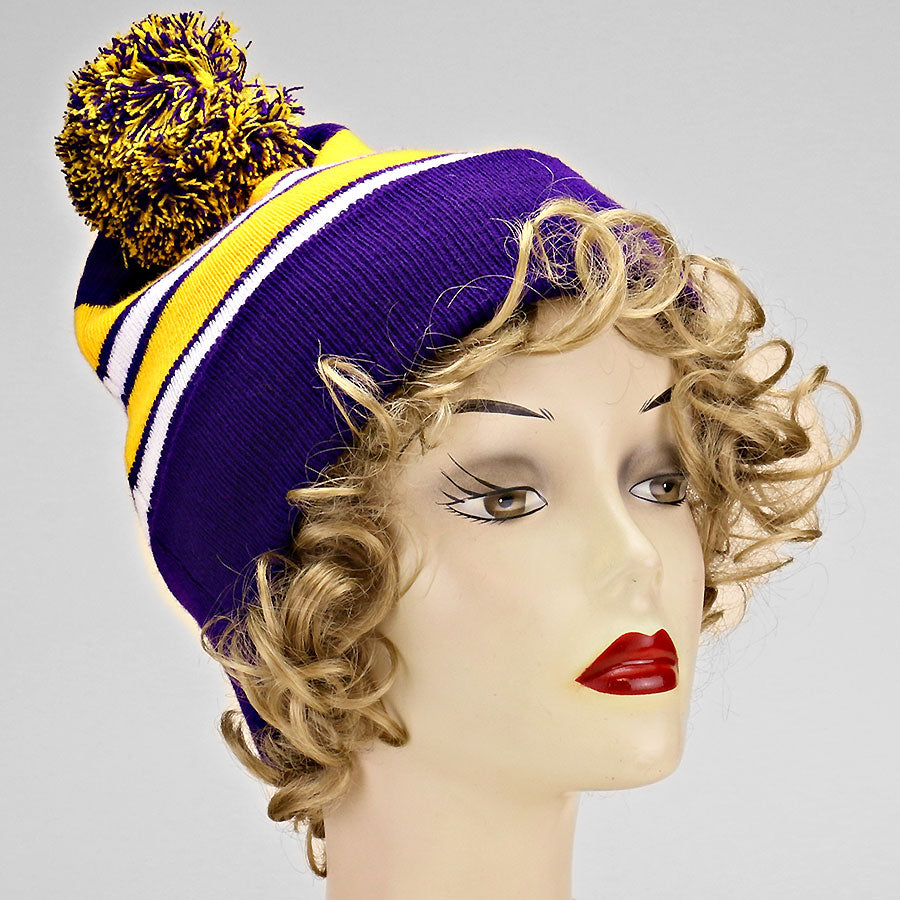 HATEGORY Striped pom pom beanie hat