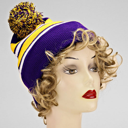 HATEGORY Striped pom pom beanie hat