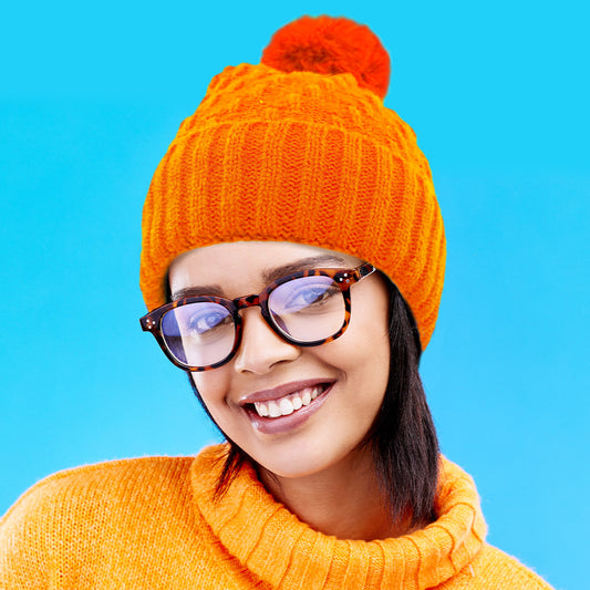 HATEGORY Fleece Lining Solid Knit Faux Fur Pom Pom Beanie Hat
