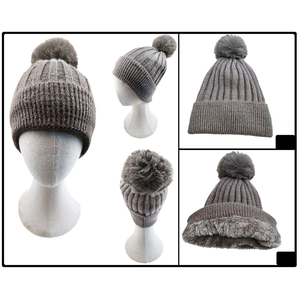 HATEGORY Fleece Lining Pom Pom Beanie Hat