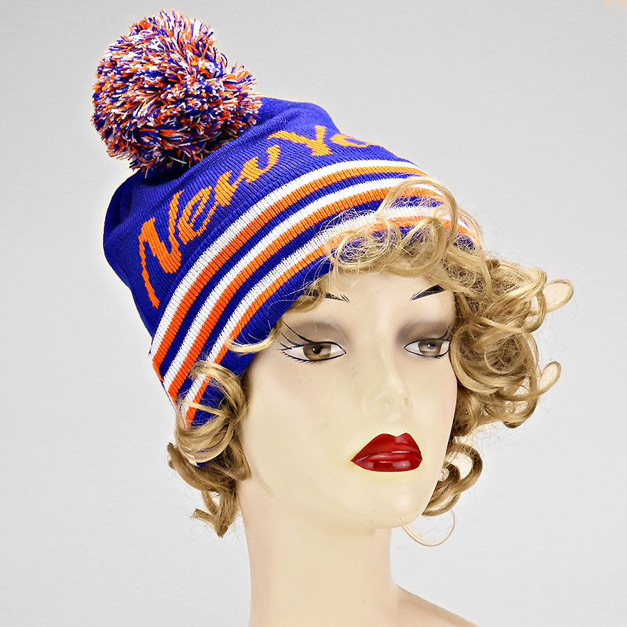 HATEGORY "NeW York" Acrylic Pom Beanie
