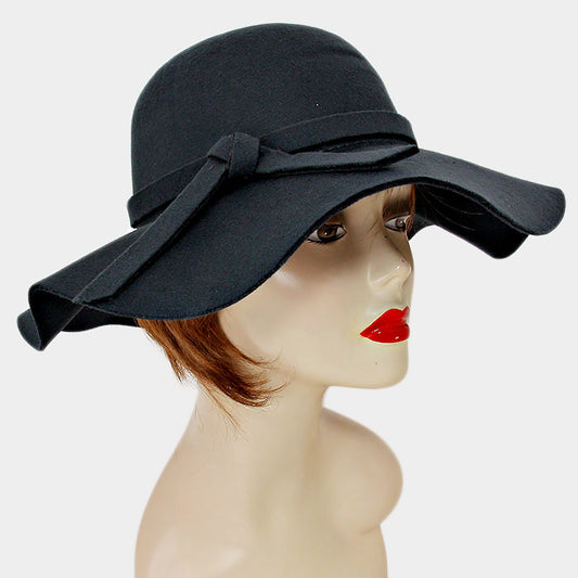 HATEGORY Ribbon Detail Winter Floppy Hat