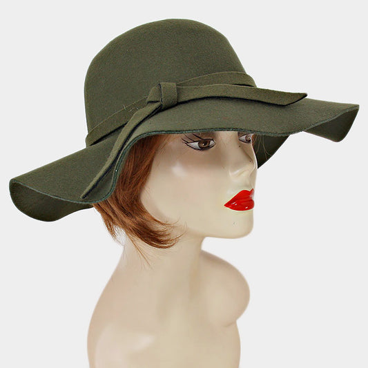 HATEGORY Ribbon Detail Winter Floppy Hat