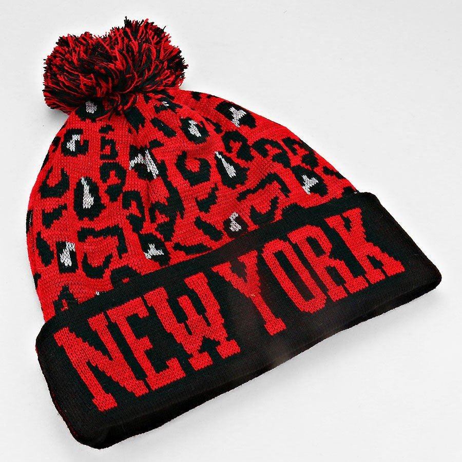 HATEGORY "NeW York" Acrylic Pom Beanie
