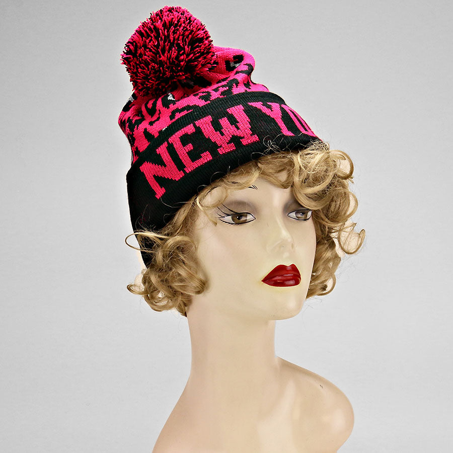 HATEGORY "NeW York" Acrylic Pom Beanie