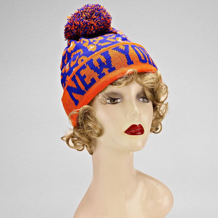 HATEGORY "NeW York" Acrylic Pom Beanie