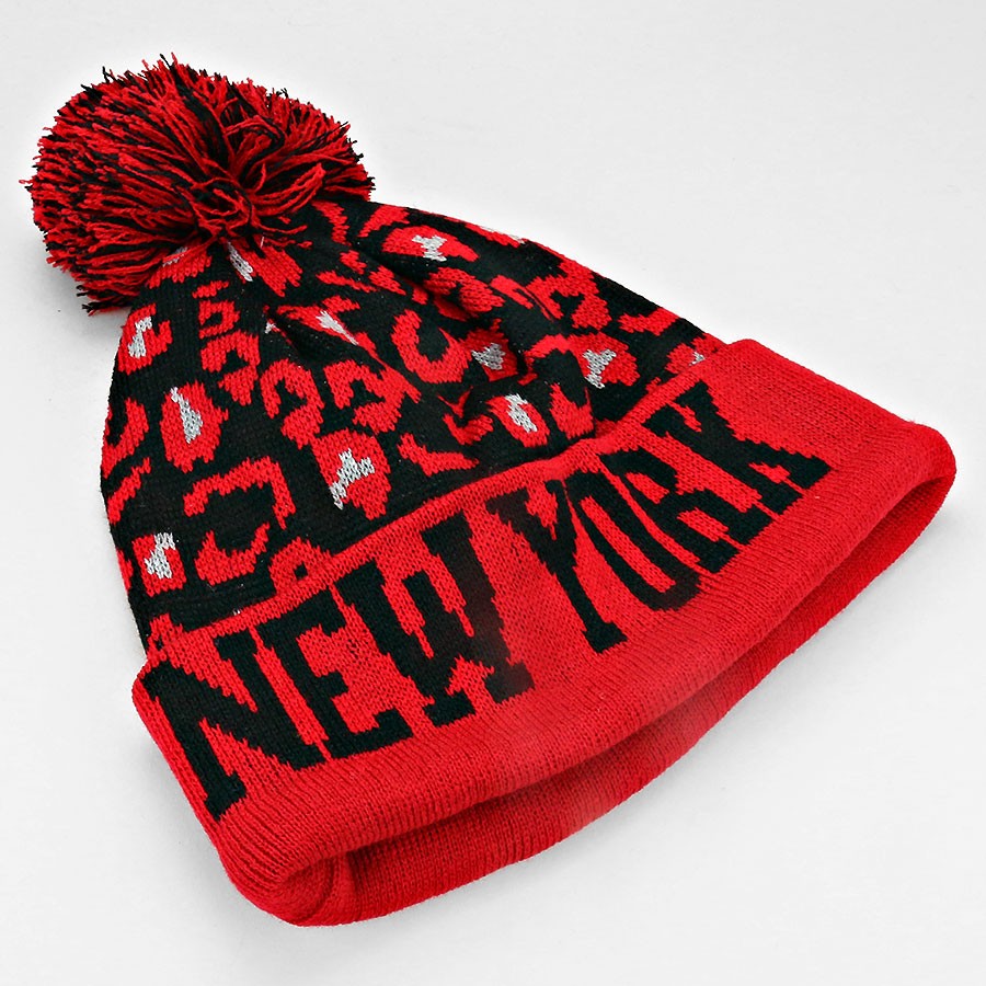 HATEGORY "NeW York" Acrylic Pom Beanie