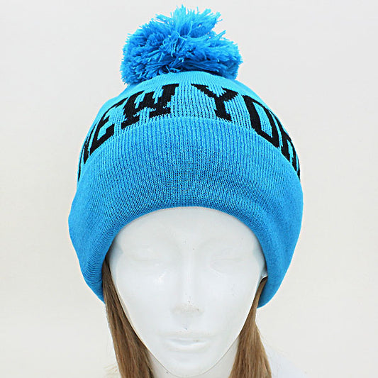 HATEGORY "New York" Acrylic Pom Beanie