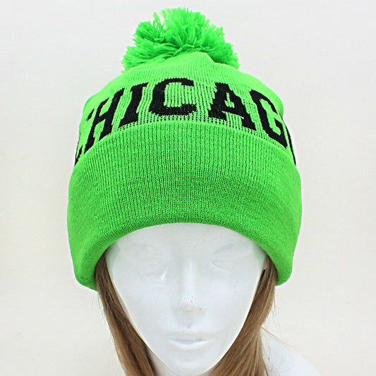 HATEGORY "Chicago" Acrylic Pom Beanie