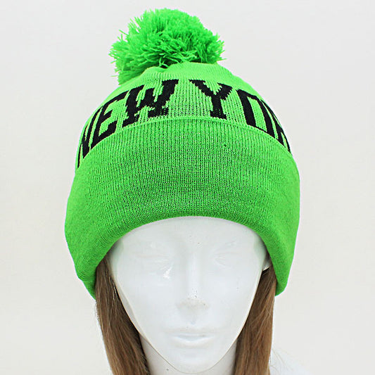 HATEGORY "New York" Acrylic Pom Beanie