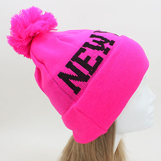 HATEGORY "New York" Acrylic Pom Beanie