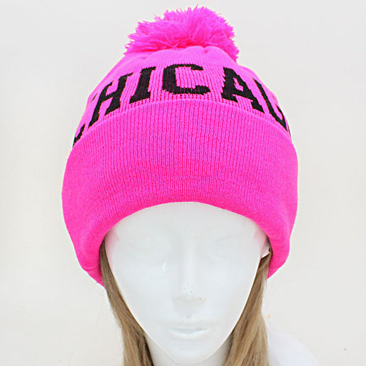 HATEGORY "Chicago" Acrylic Pom Beanie