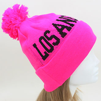 HATEGORY "Los Angeles" Acrylic Pom Beanie